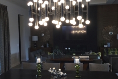 Dining room, chandelier over dining table